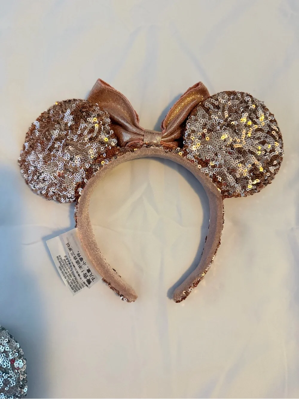 Sequin Minnie Ear Headband for Kids - Rose Gold and Silver by